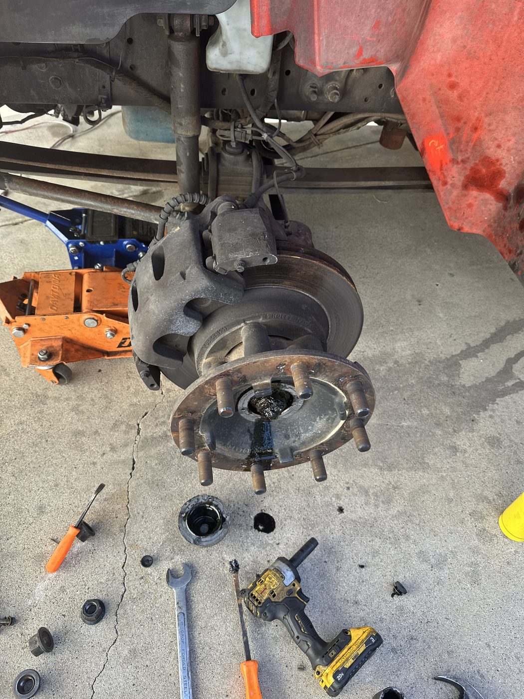 Heavy-duty axle repair in progress