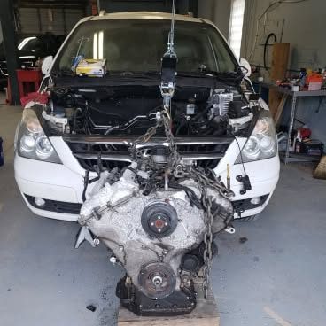 Engine replacement in progress